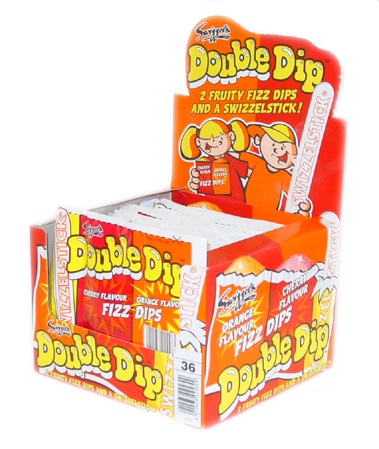 24136 Double dip lollies cherry & orange 0,25 1x36 st