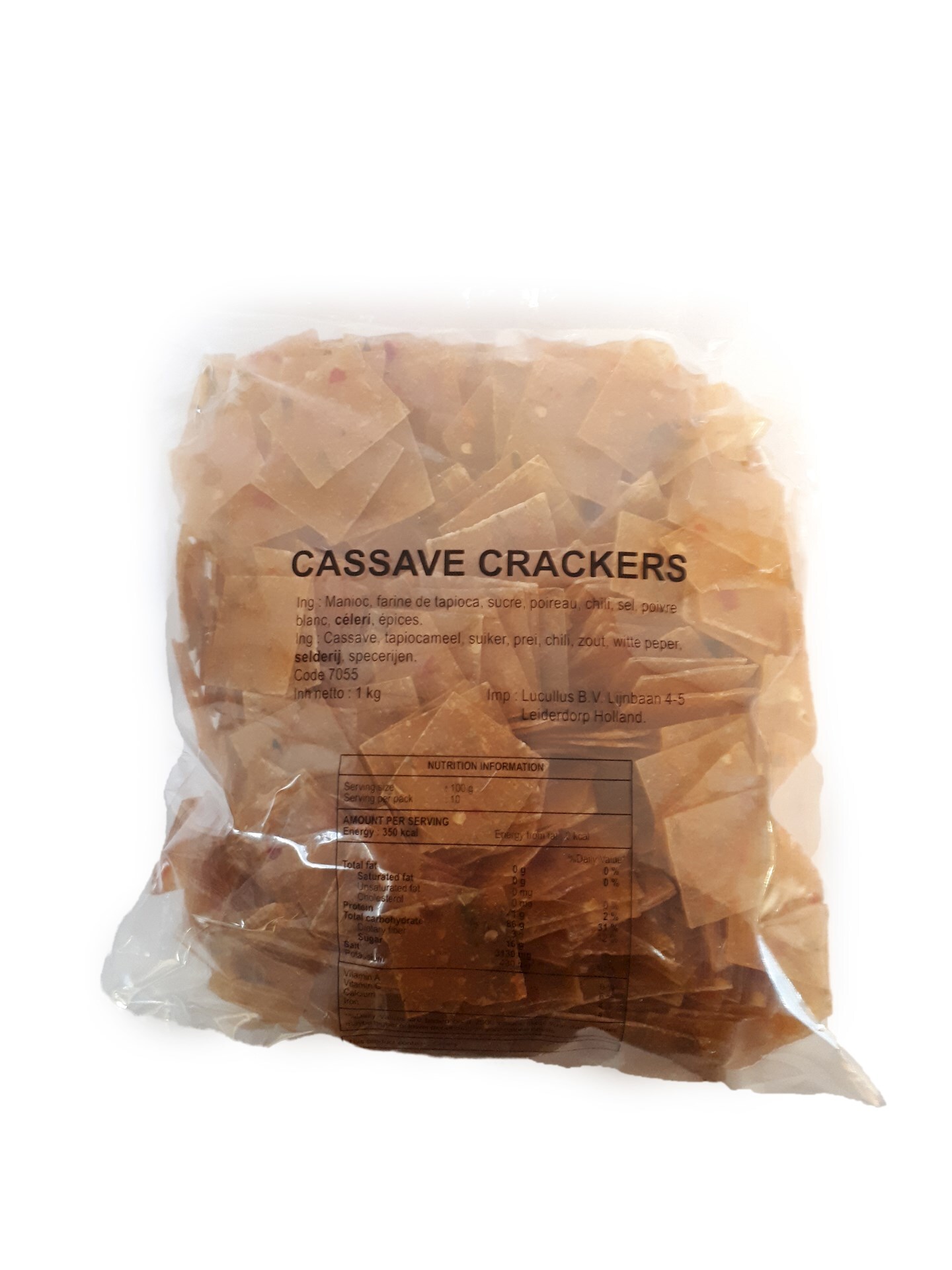31640 Cassave crackers ongebakken 1kg 3x3cm
