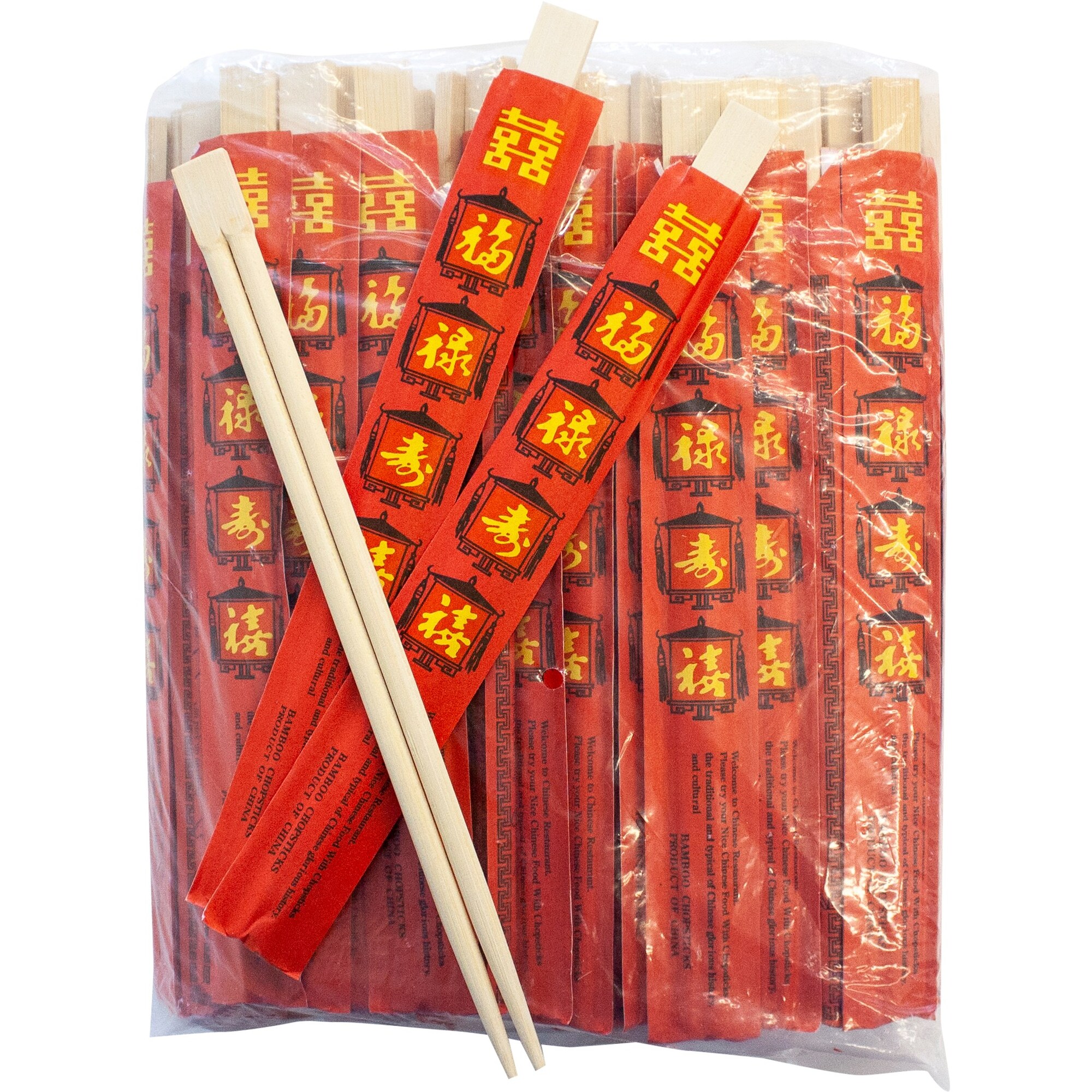 54570 Chopsticks red wrap bamboo 23cm 100st