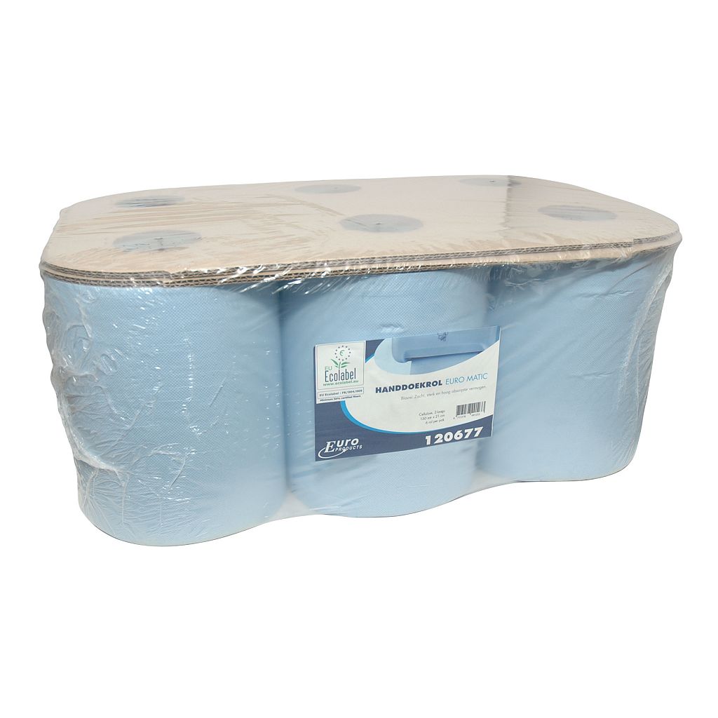 60810 Handdoekrol Euro Matic, cellulose blauw - 2 laags 1x6st