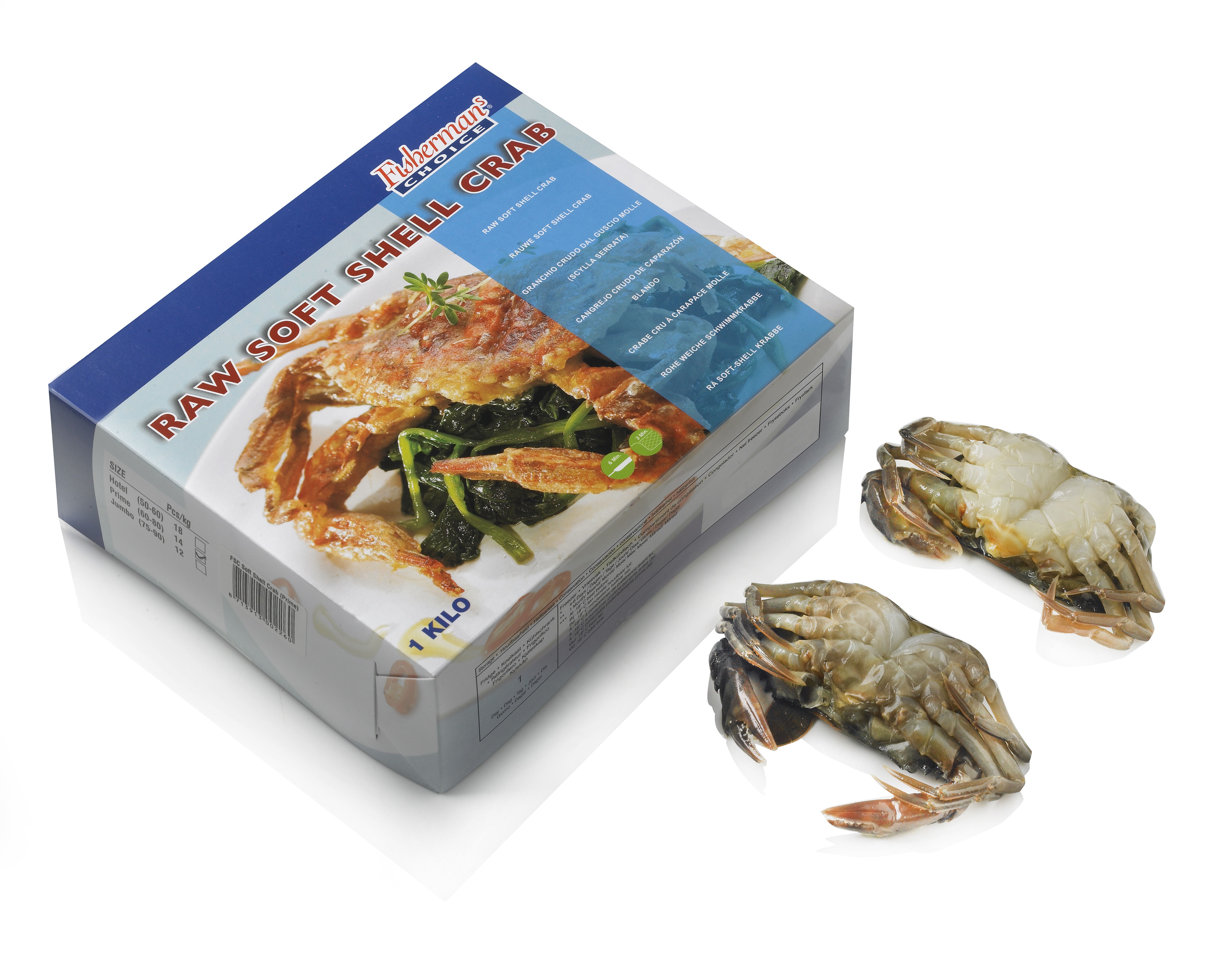 61574 Soft shell crab 1 kilo ca 70/90 gram doosje van 1 kilo