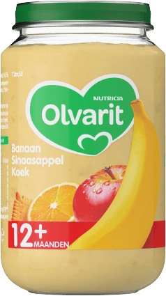 65679 Fruithapje banaan/appel/sinaasappel/koek 12mnd 12x200gr