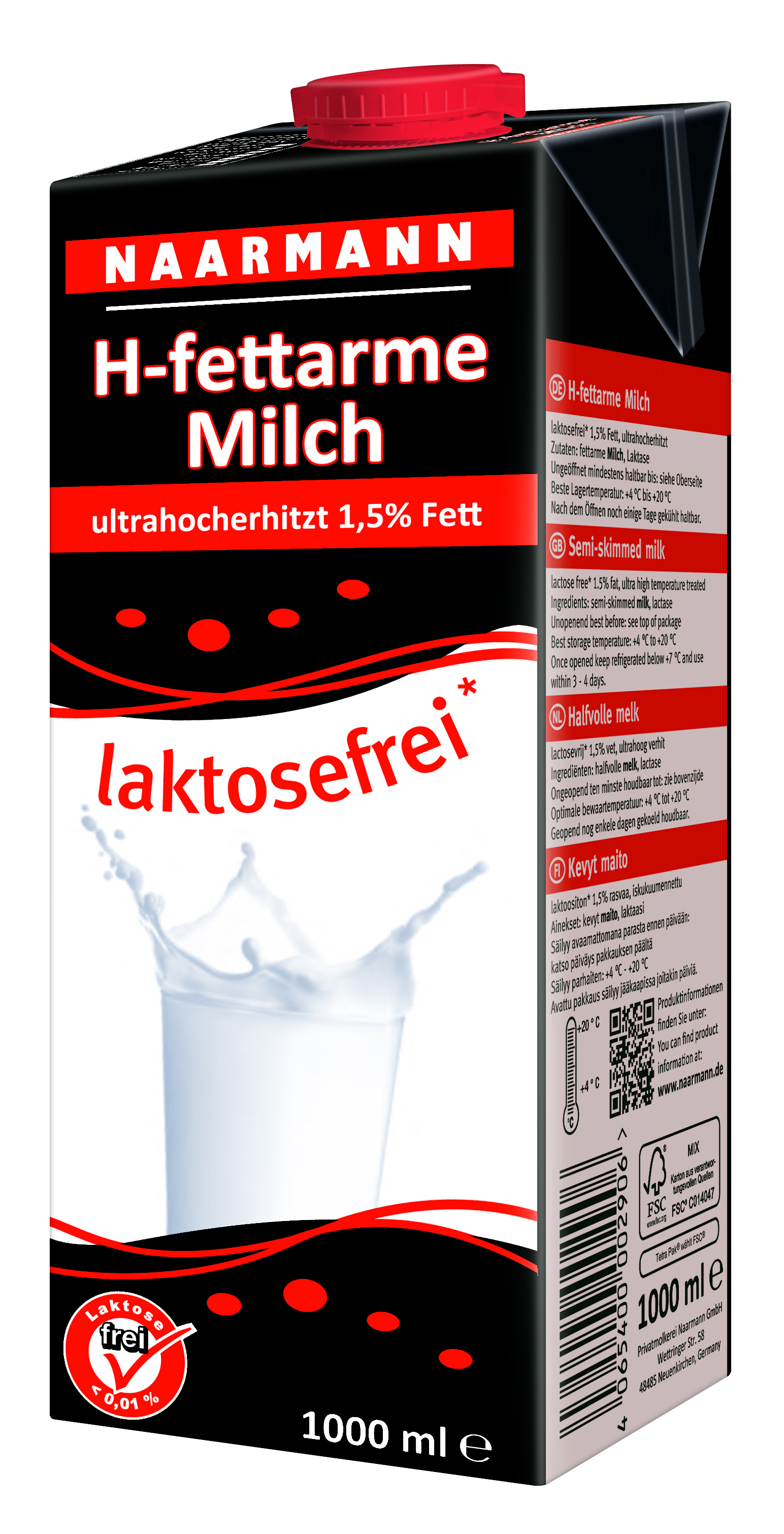 66391 Halfvolle melk uht 1,5% lactosevrij l/h 12x1 ltr