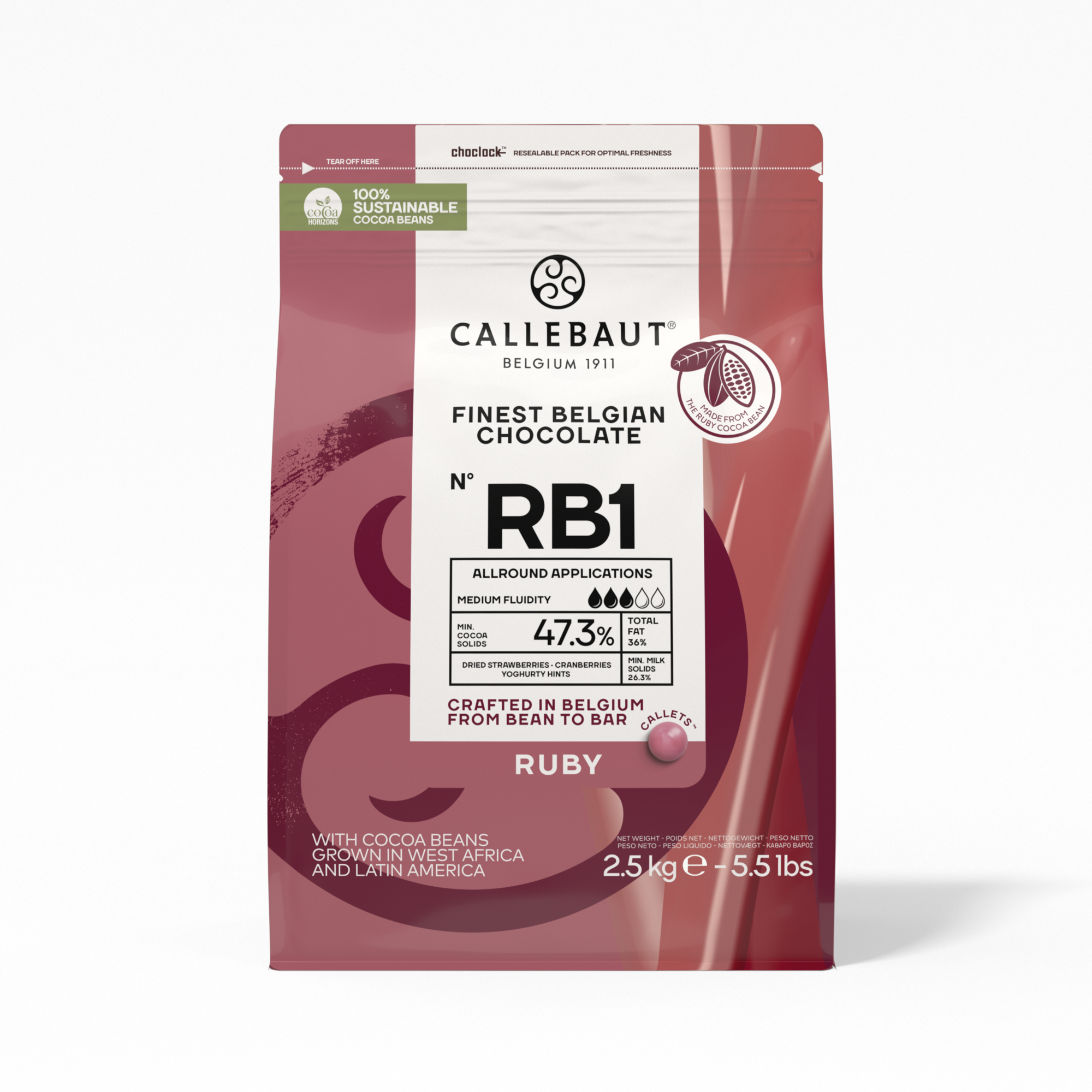 70476 Callets ruby chocolade puur 2,5 kg