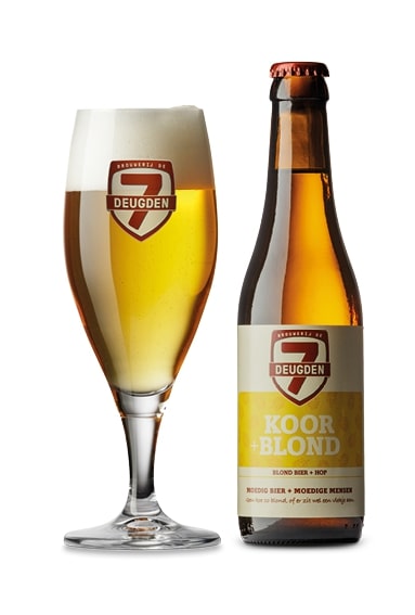 72128 Zeven deugden koor+blond bier fles 24x33 cl