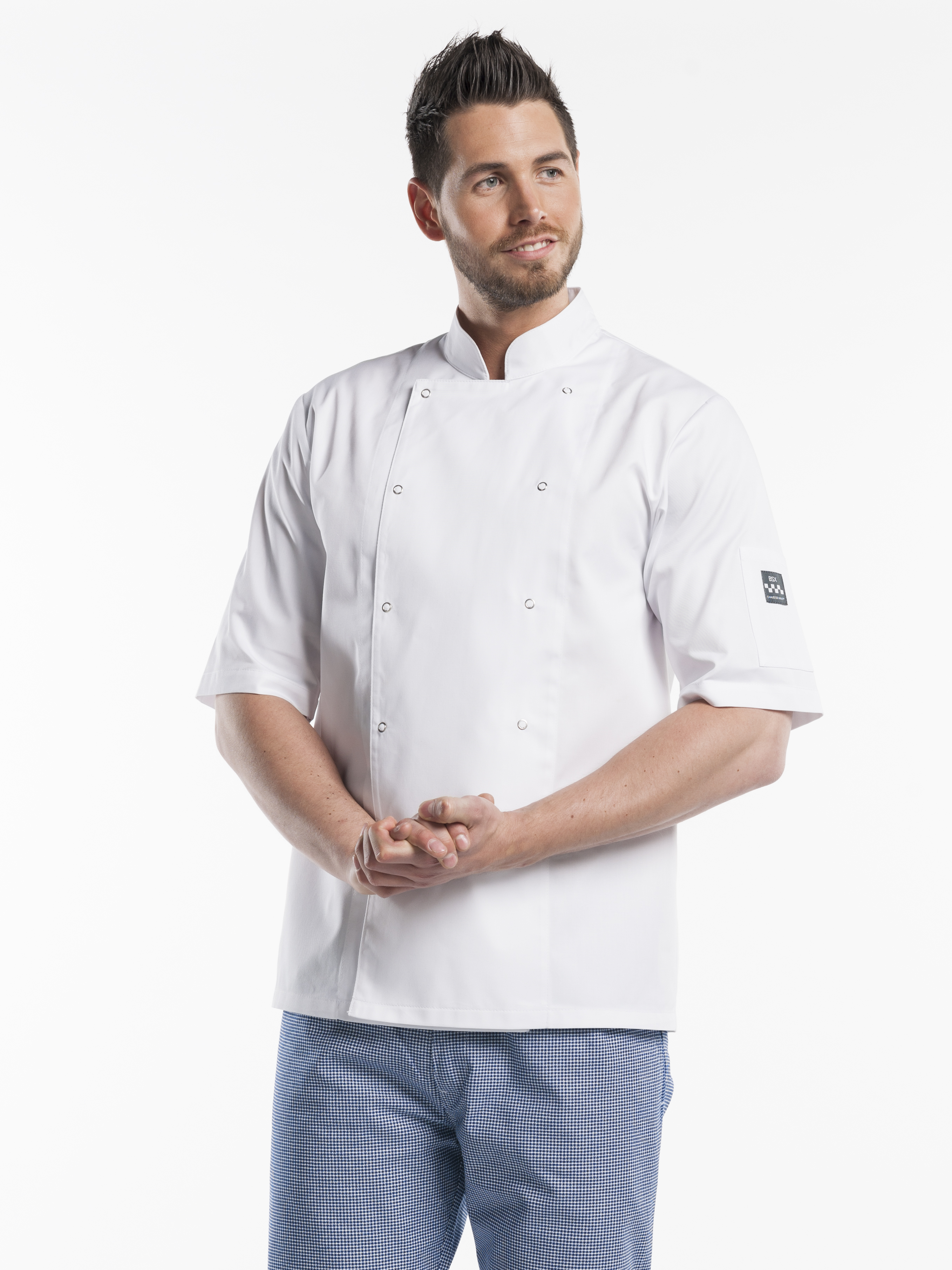 73071 Chef jacket hilton poco white short sleeve maat m