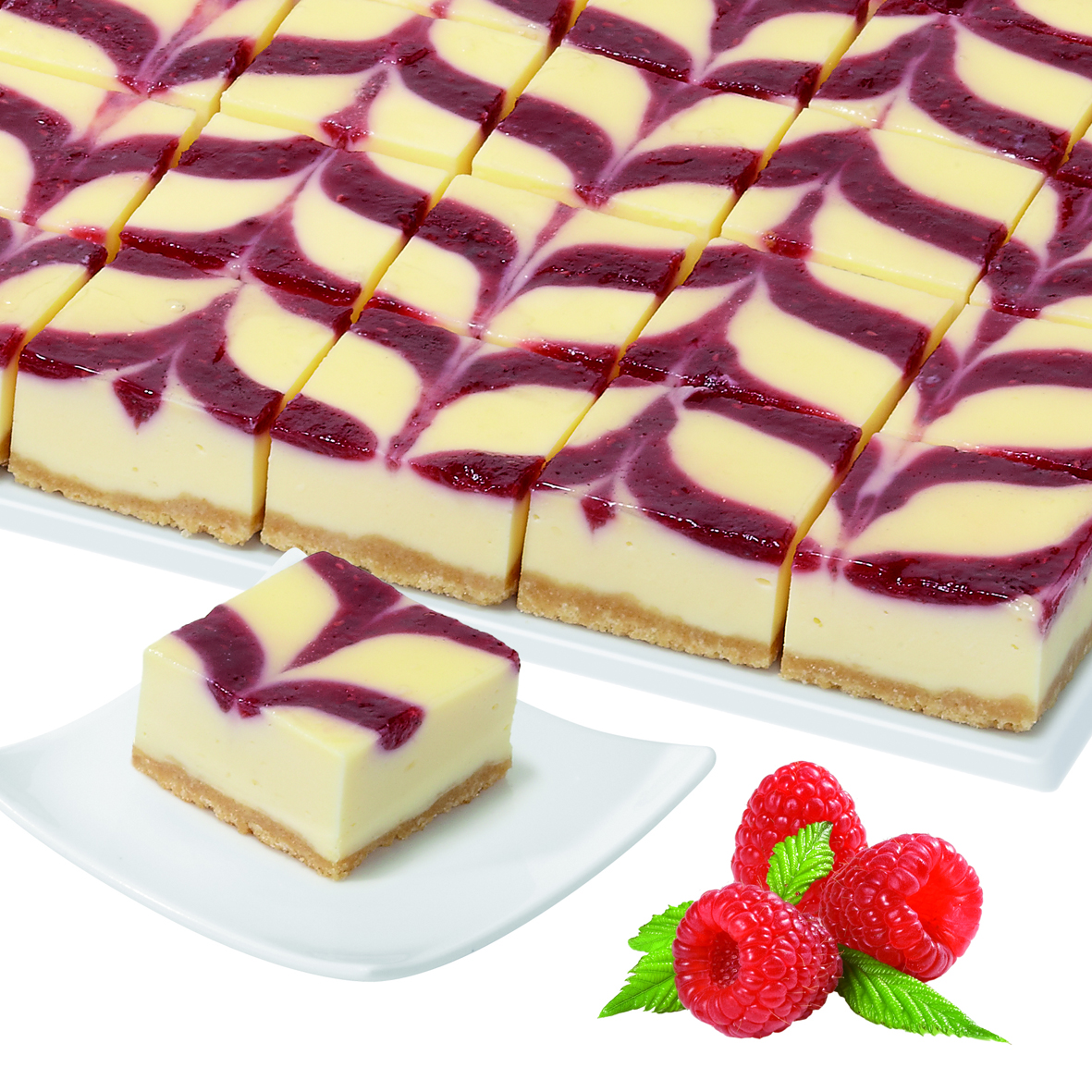 77389 Raspberry cheese cake slices 28x38 cm 48x49 gram