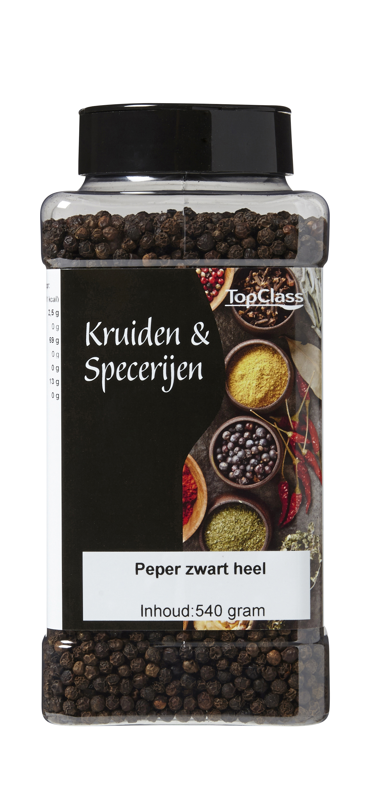 77881 Zwarte peper heel strooibus 540 gram